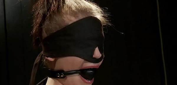  Blindfolded redhead gets punishment